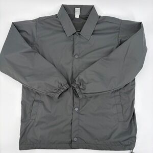 BCG Mens Training Coach Jacket Gray Snap Front Mesh Lined Windbreaker Size S